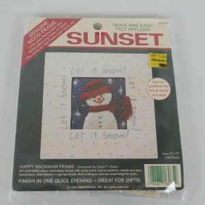 Sunset Happy Snowman Frame Kit Felt Applique Size 5" x 5" Vtg 1995 Dimensions